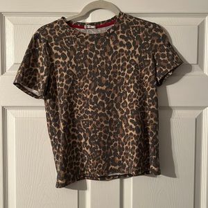 Boutique cheetah crop shirt